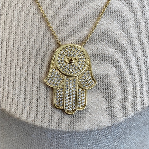 Gold Hamsa Pendant Necklace - Picture 2 of 2